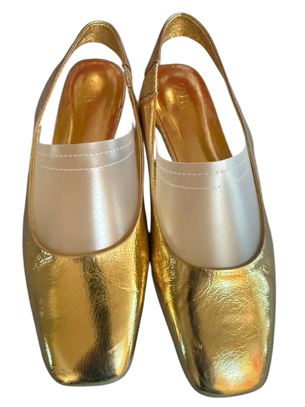 **Zara Gold Metallic Slingback Ballet Flats - EU 39 / US 8**